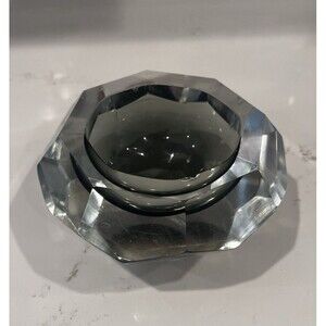Mid-Century Modern Faceted Murano Style Cut Art Glass Ashtray